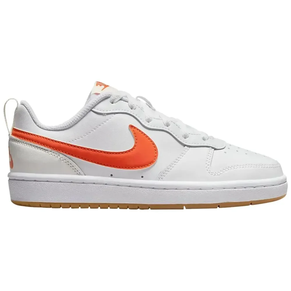 Nike Court Borough Low 2 GS White Orange Sneakers Shoes Kids Youth Size 6.5Y